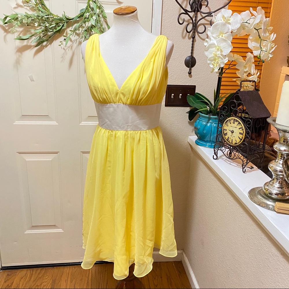 Eden Bridesmaids Yellow With White Waist RN75428